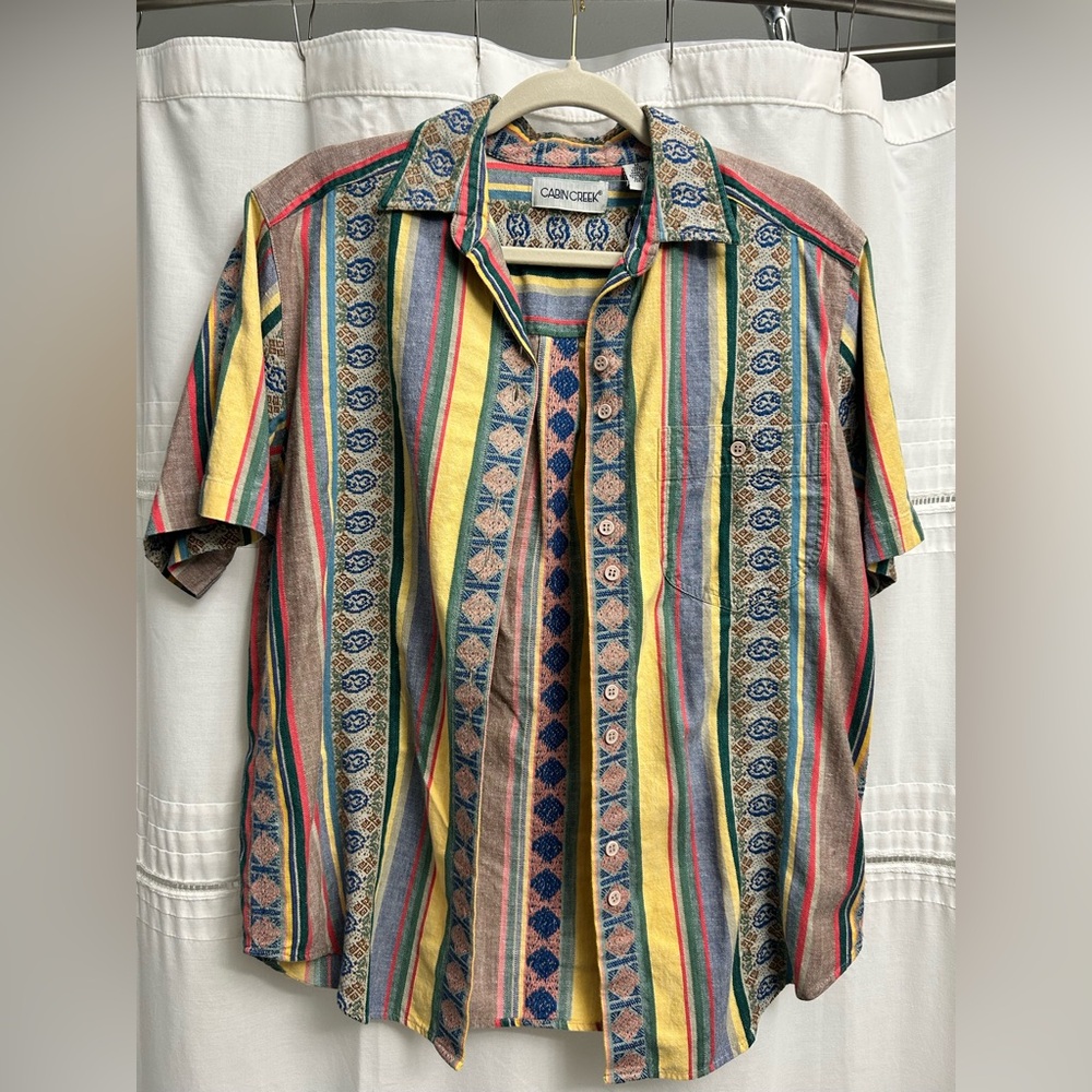 Cabin Creek Vibrant Striped Button Down Shirt